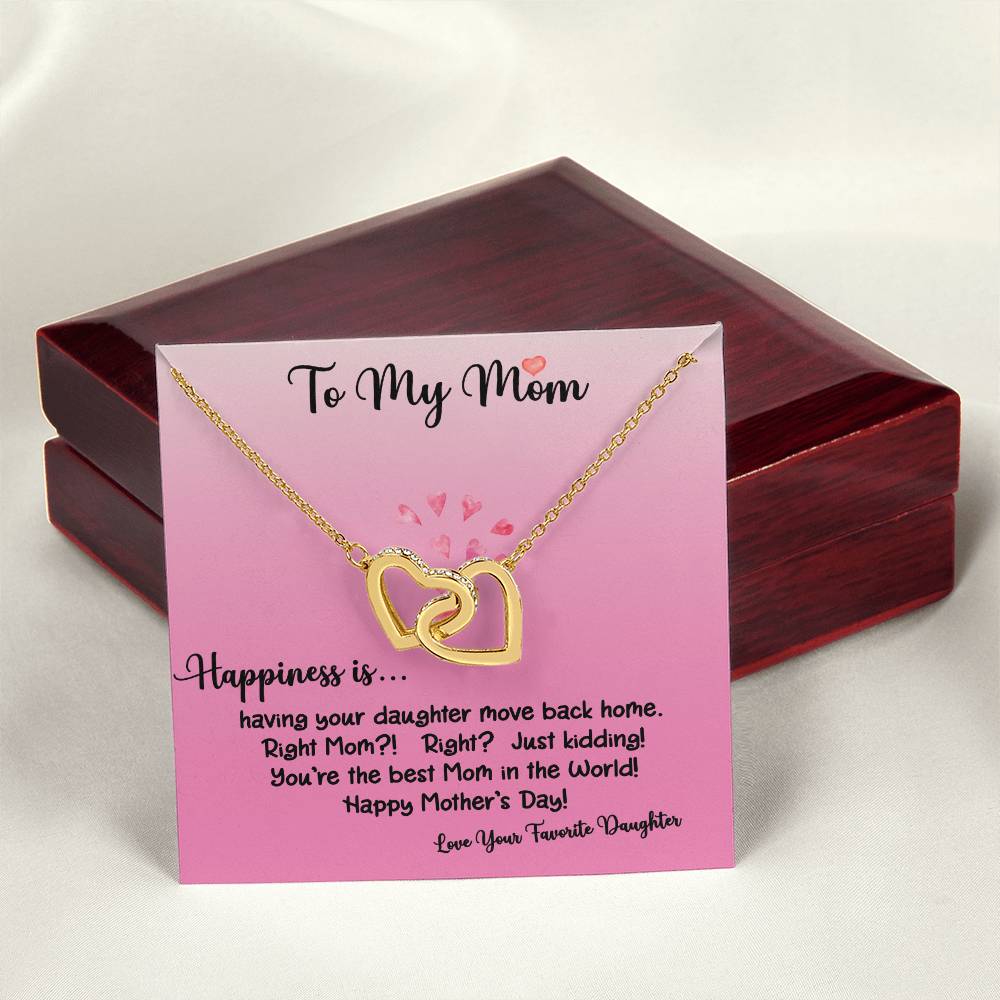 To My Mom Happiness Is Daughter Ilh Necklace Interlocking Hearts Necklace