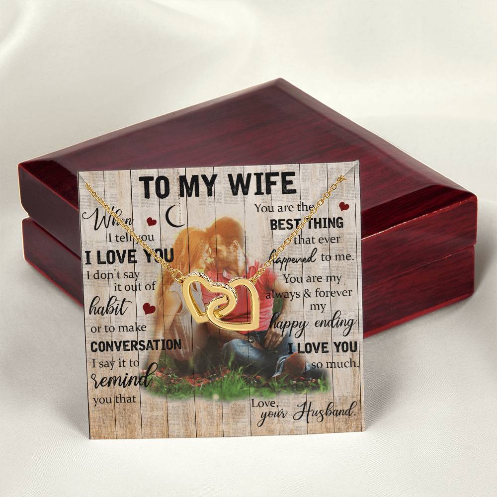 Wife Birthday Necklace Husband To Wife Necklace Necklace Present For Wife Jewelry For My Wife Interlocking Hearts Necklace