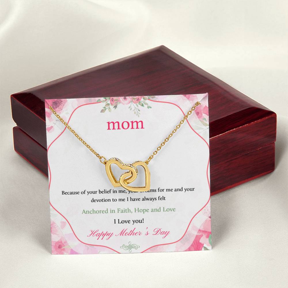 Happy Mothers Day Interlocking Hearts Necklace