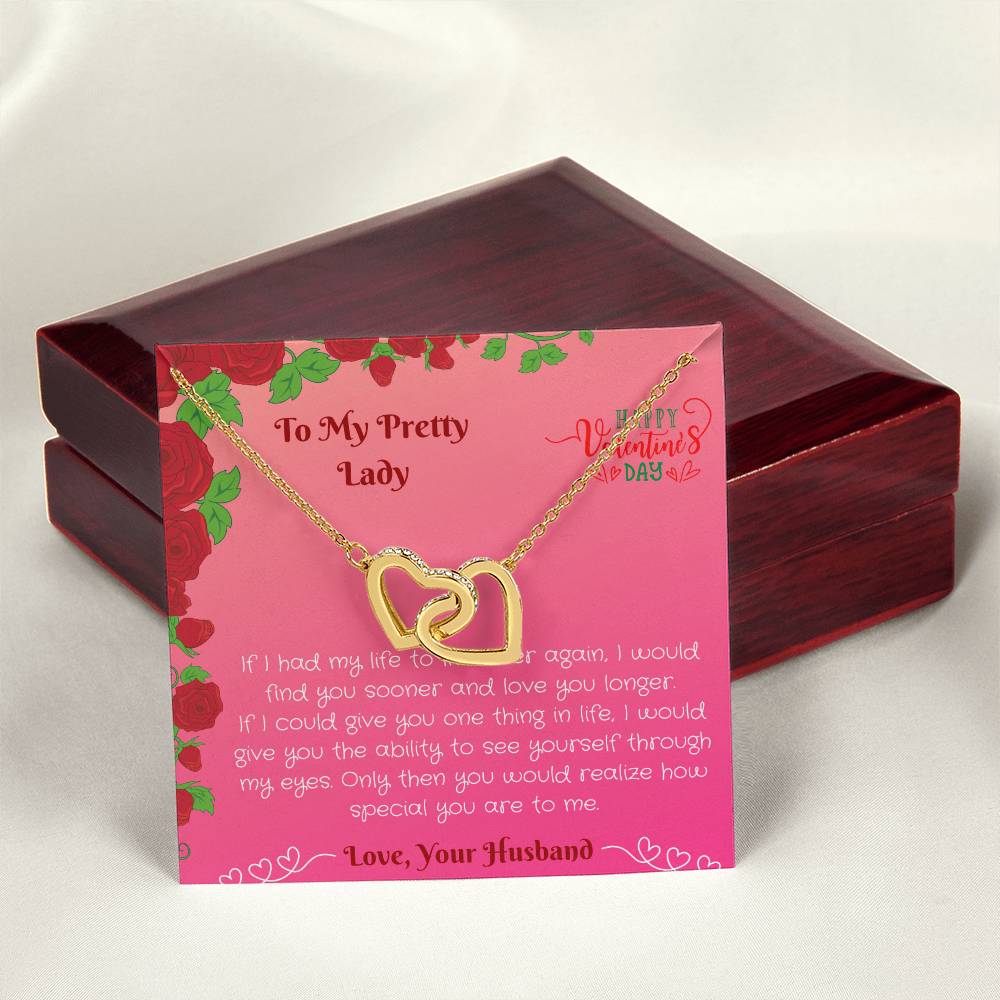 To My Preety Lady- You Are Special To Me Interlocking Hearts Necklace