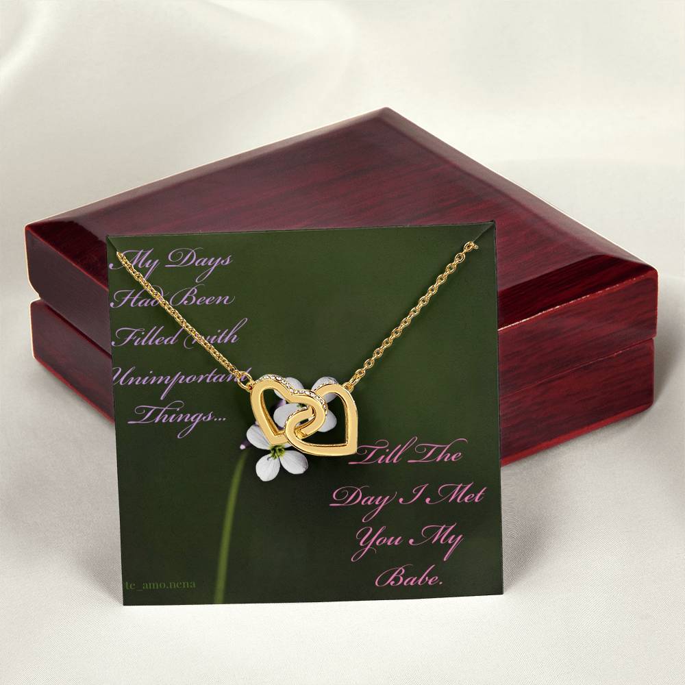 The Day I Met You My Babe Interlocking Hearts Necklace