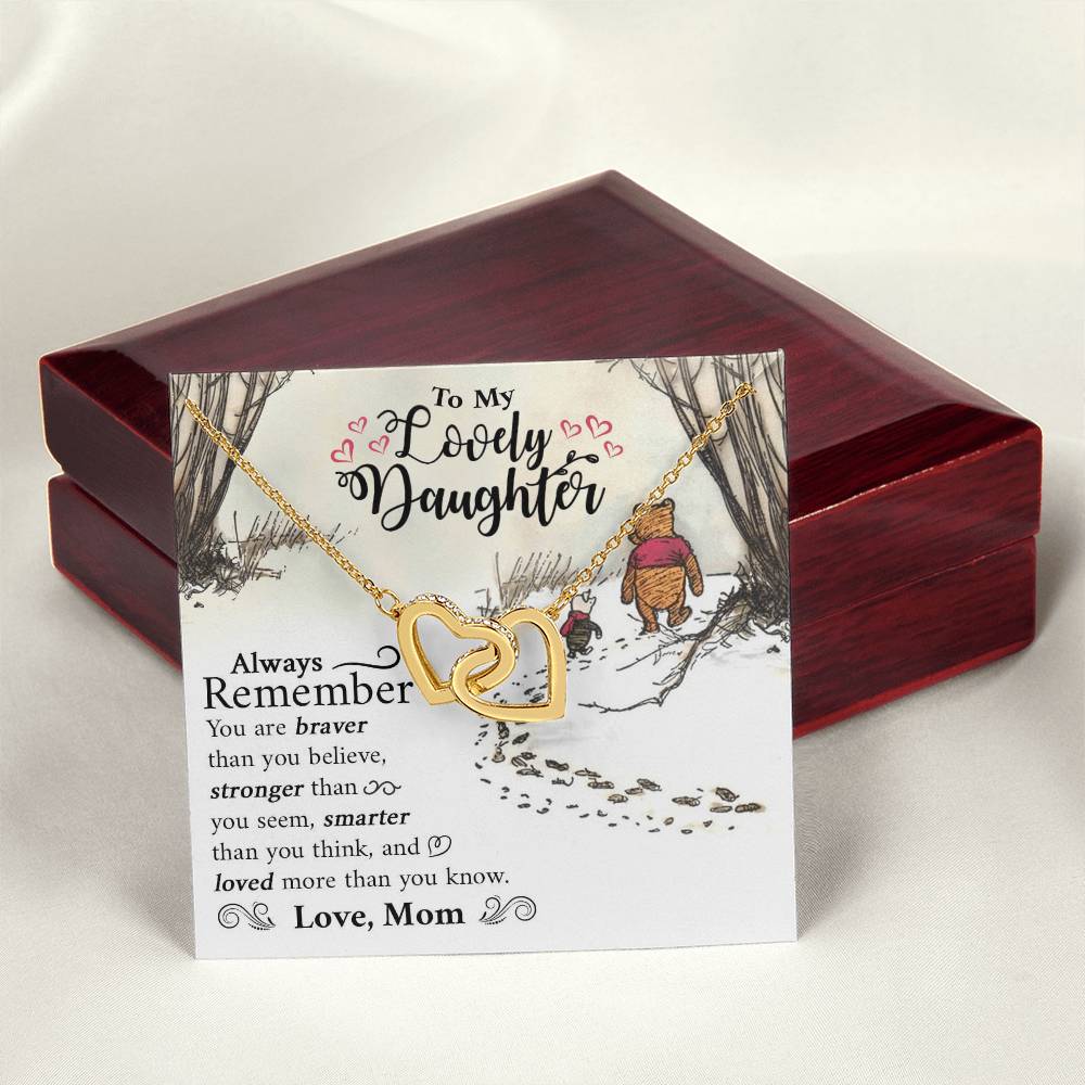 Lovely Daughter Winnie The Pooh Necklace Interlocking Hearts Necklace