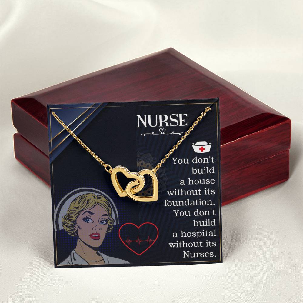 Never Ending Love For Nurse -Wife -Girlfriend Interlocking Hearts Necklace