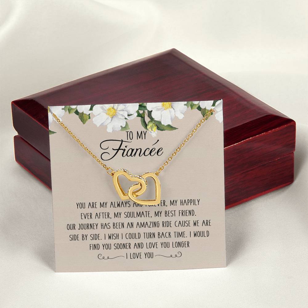 To My Fiancée Interlocking Hearts Necklace Message Card