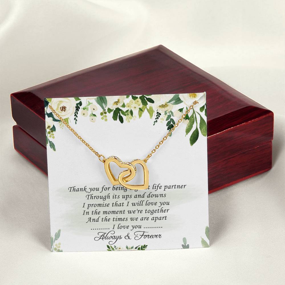 To My Love Interlocking Hearts Necklace Message Card