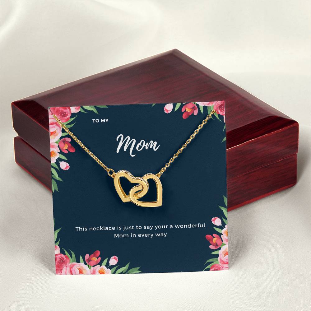 To My Mom Interlocking Necklace Floral Interlocking Hearts Necklace