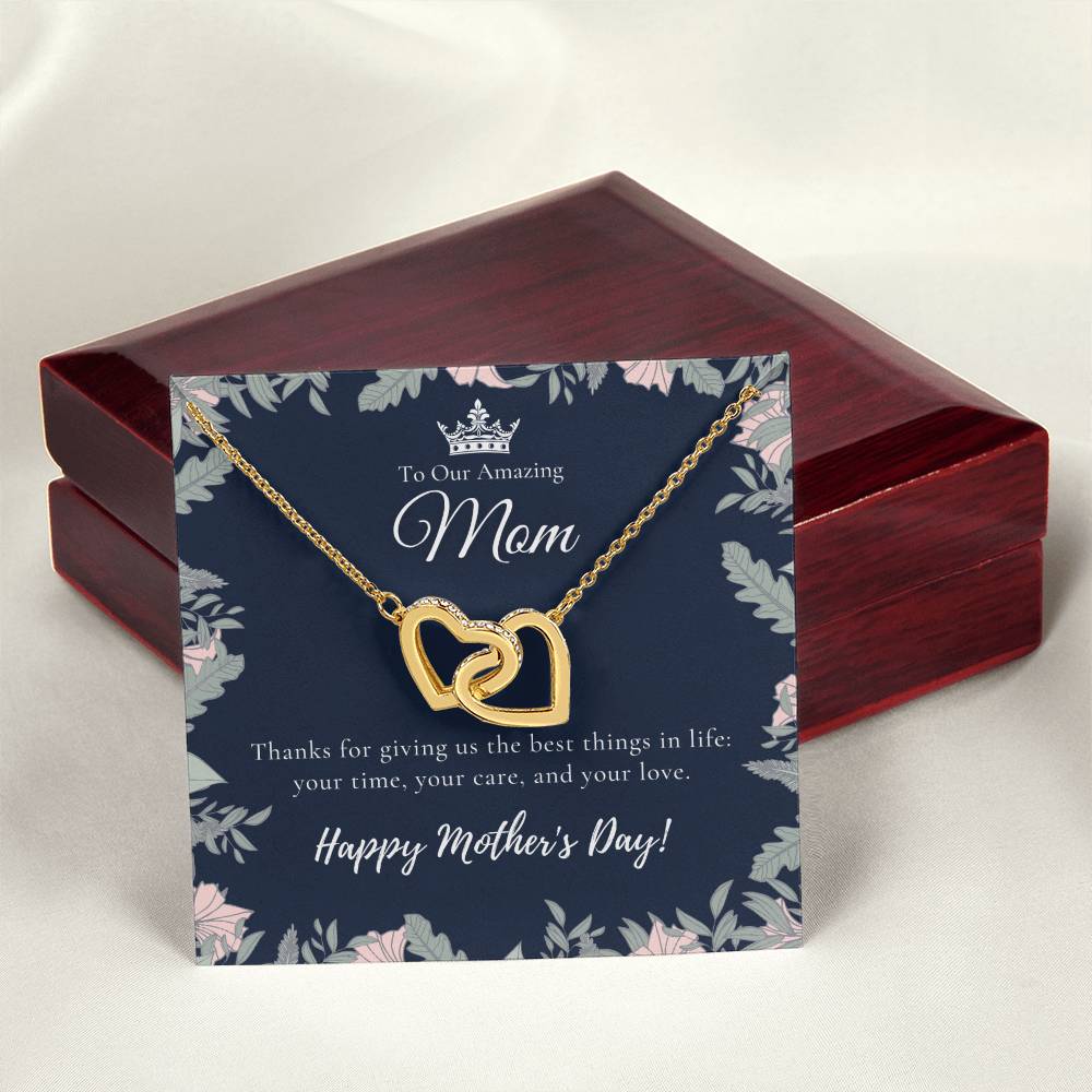 To Our Amazing Mom Necklace Happy Mother’S Day Gift Personalized Mom Gift Mothers Necklace Gift For Mom Best Mom Gift Interlocking Hearts Necklace