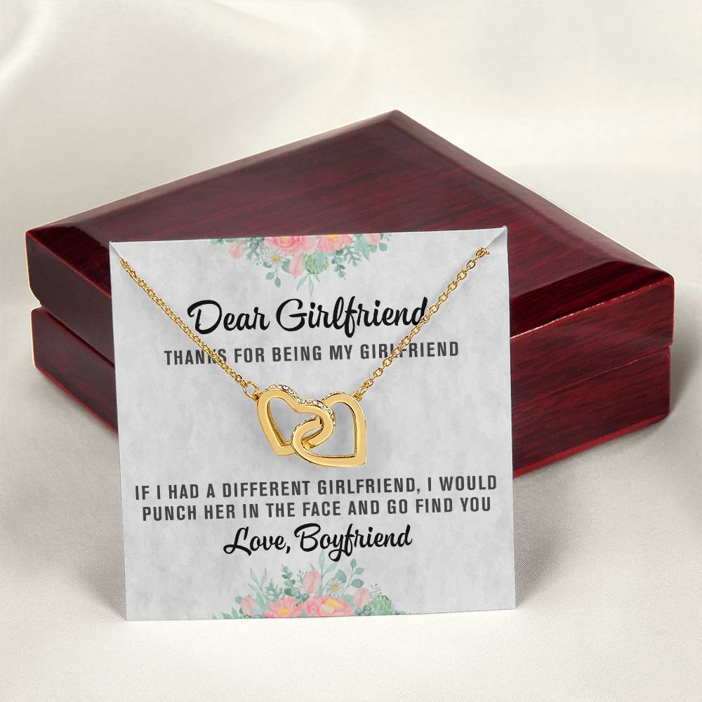 Dear Girlfriend Interlocking Hearts Necklace Message Card