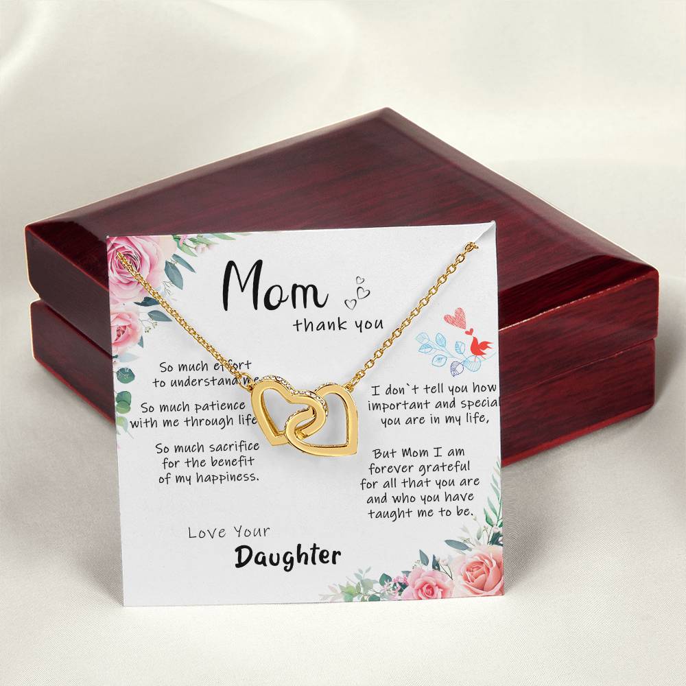 Mom Thank You So Much. Interlocking Hearts Necklace