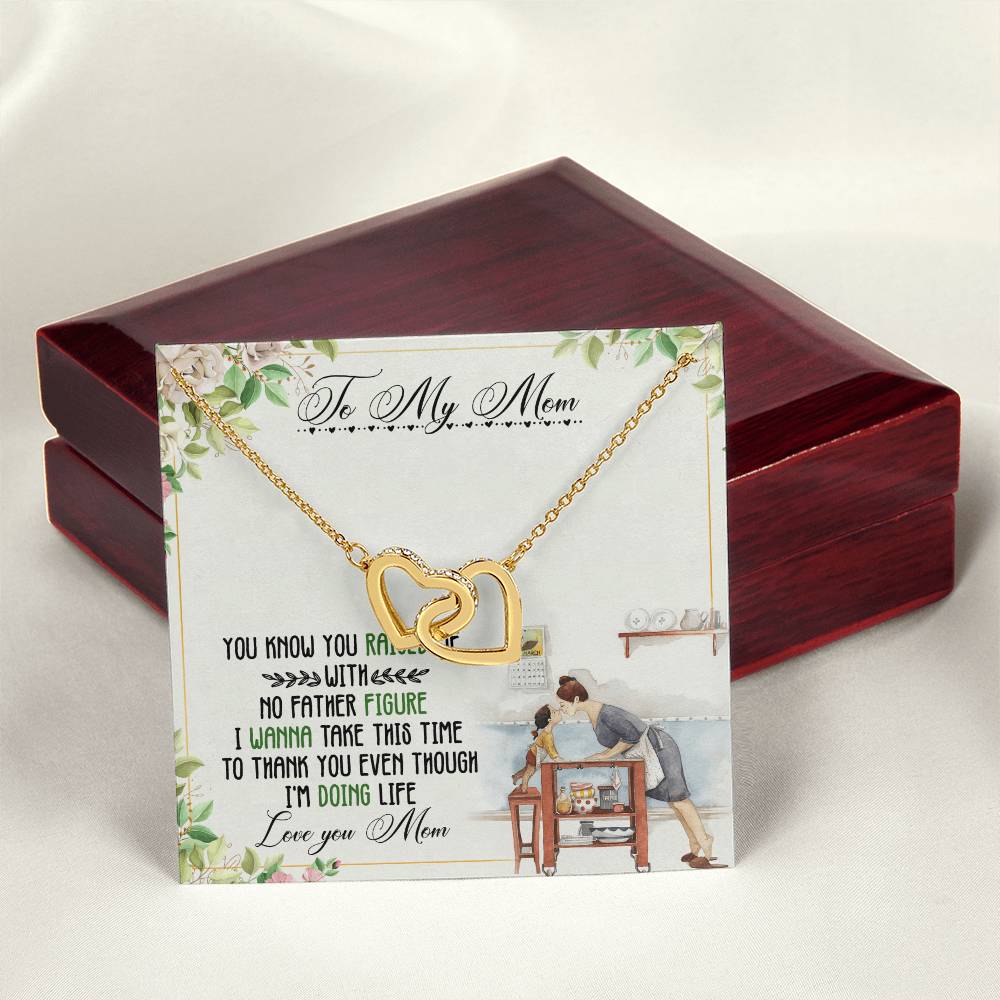 To My Mom Interlocking Hearts Necklace Message Card