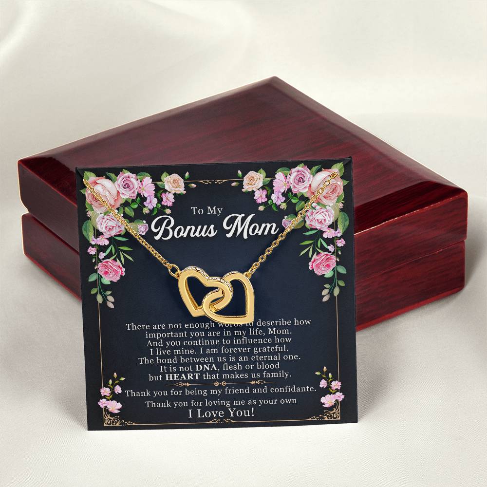 To My Bonus Mom - I Am Forever Grateful Interlocking Hearts Necklace