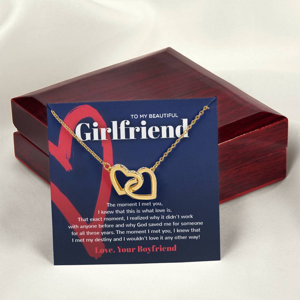 God Saved Me For You - Interlocked Hearts Necklace For Girlfriend Interlocking Hearts Necklace