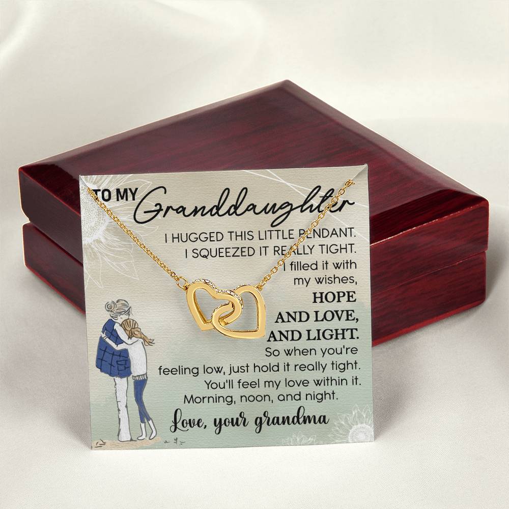 To My Granddaughter Interlocking Hearts Necklace Message Card