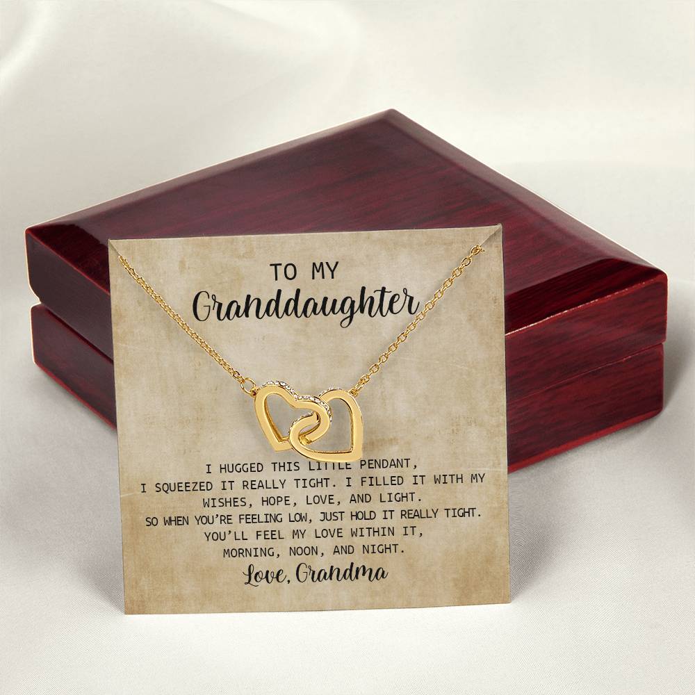 To My Granddaughter - I Love You Message - Tmg03 Interlocking Hearts Necklace