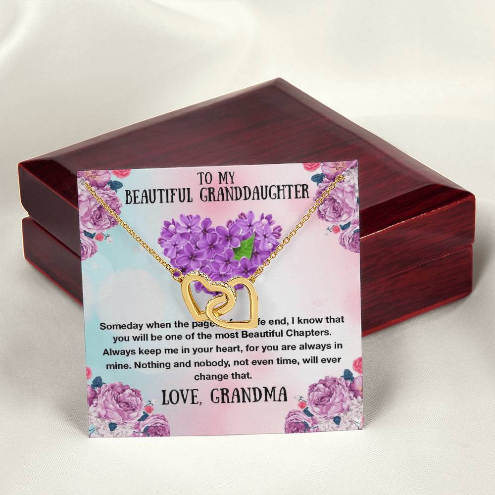 To My Granddaughter Necklace - The Most Beautiful Chapters - Gift For Granddaughter Granddaughter Interlocking Hearts Necklace