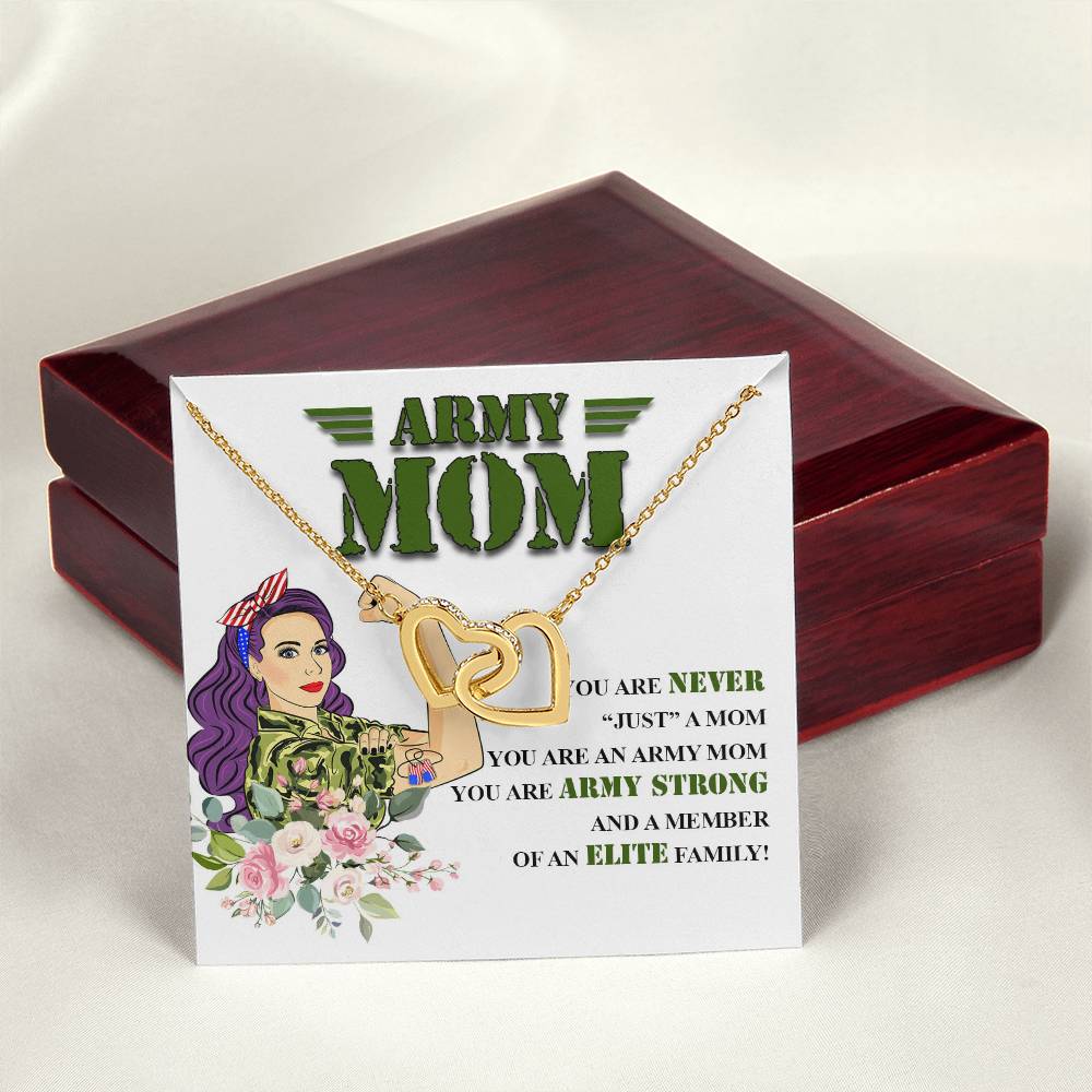 Army Mom Gift - Strong Mom - The Interlocking Heart Necklace Interlocking Hearts Necklace