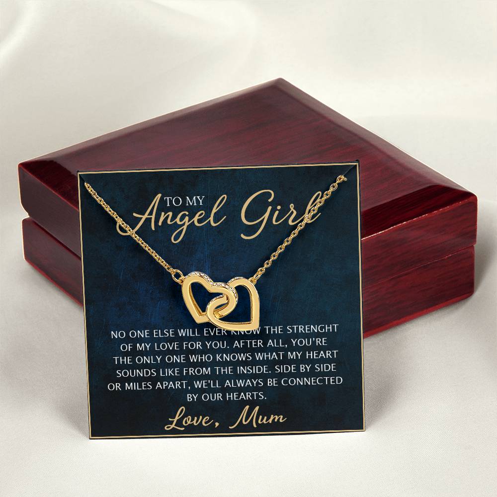 To My Daughter - Unique Heart Bonding Necklace Gift Set Interlocking Hearts Necklace