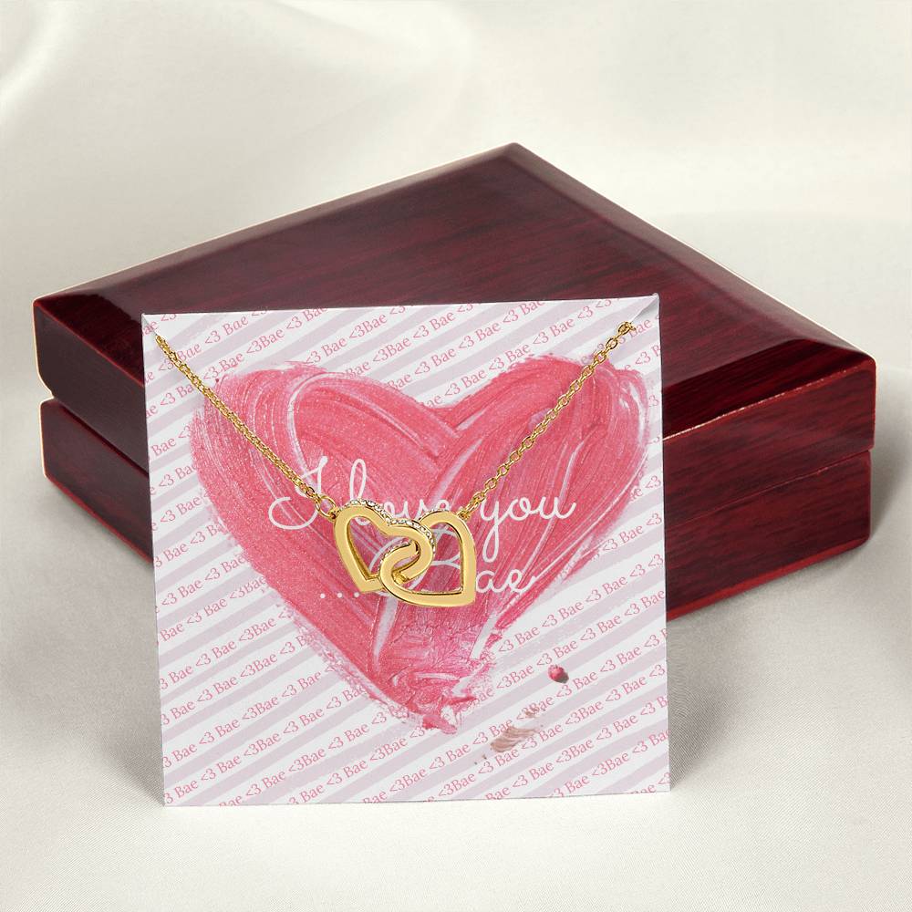 I Love You. Bae Cubic Zirconia Necklace Interlocking Hearts Necklace