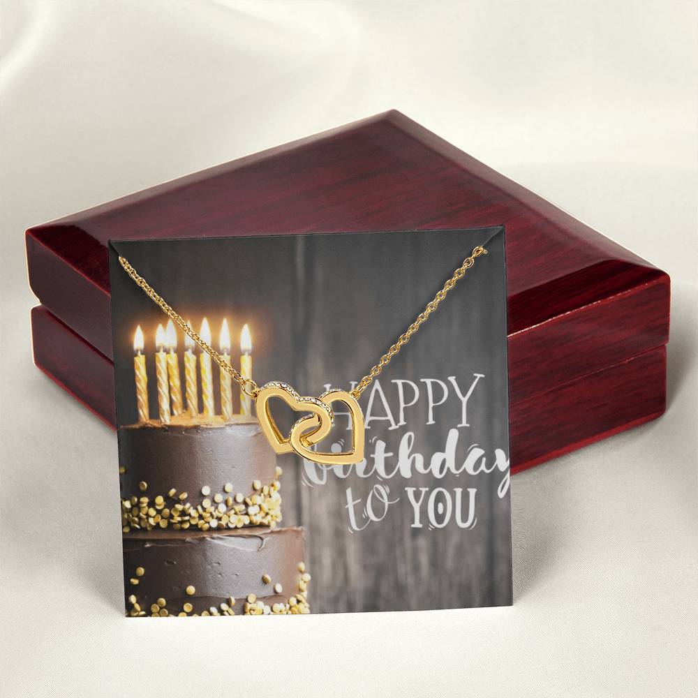Happy Birthday Interlocking Hearts Necklace