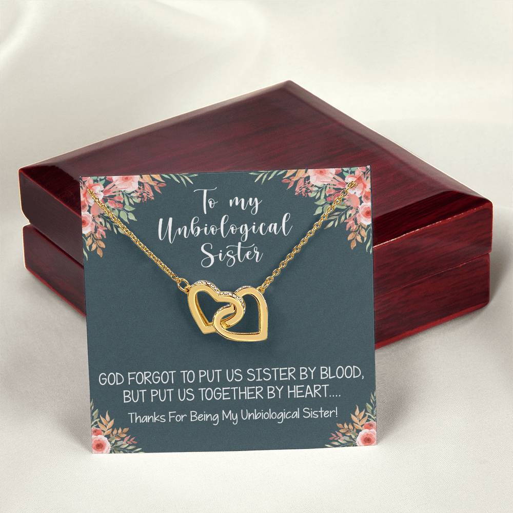 Unbiological Sister Interlocking Hearts Necklace Gift Best Friend Necklace Soul Sister Bridesmaid Gift Bff Gift