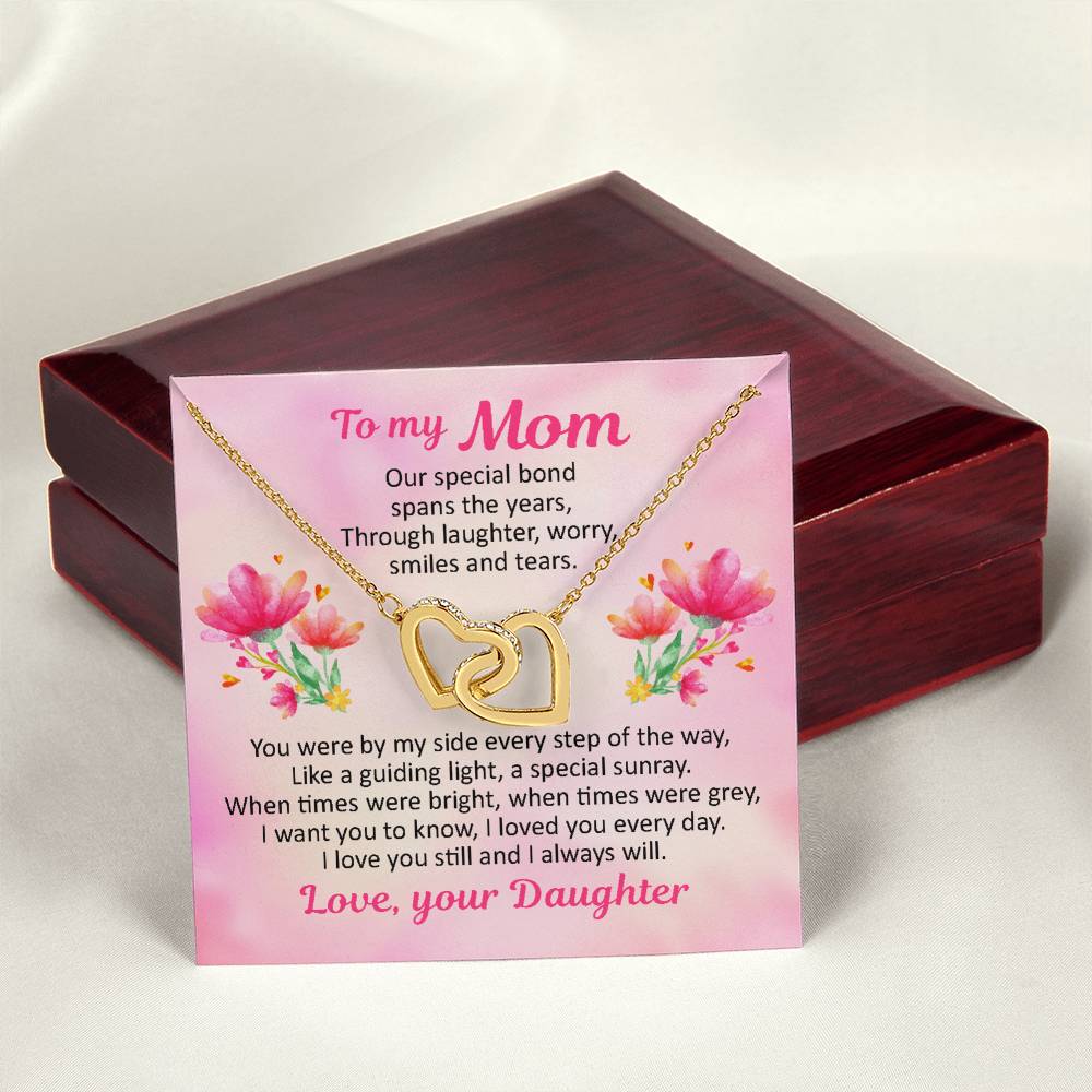 To My Mom - Our Special Bond Spans The Years - Necklace Interlocking Hearts Necklace