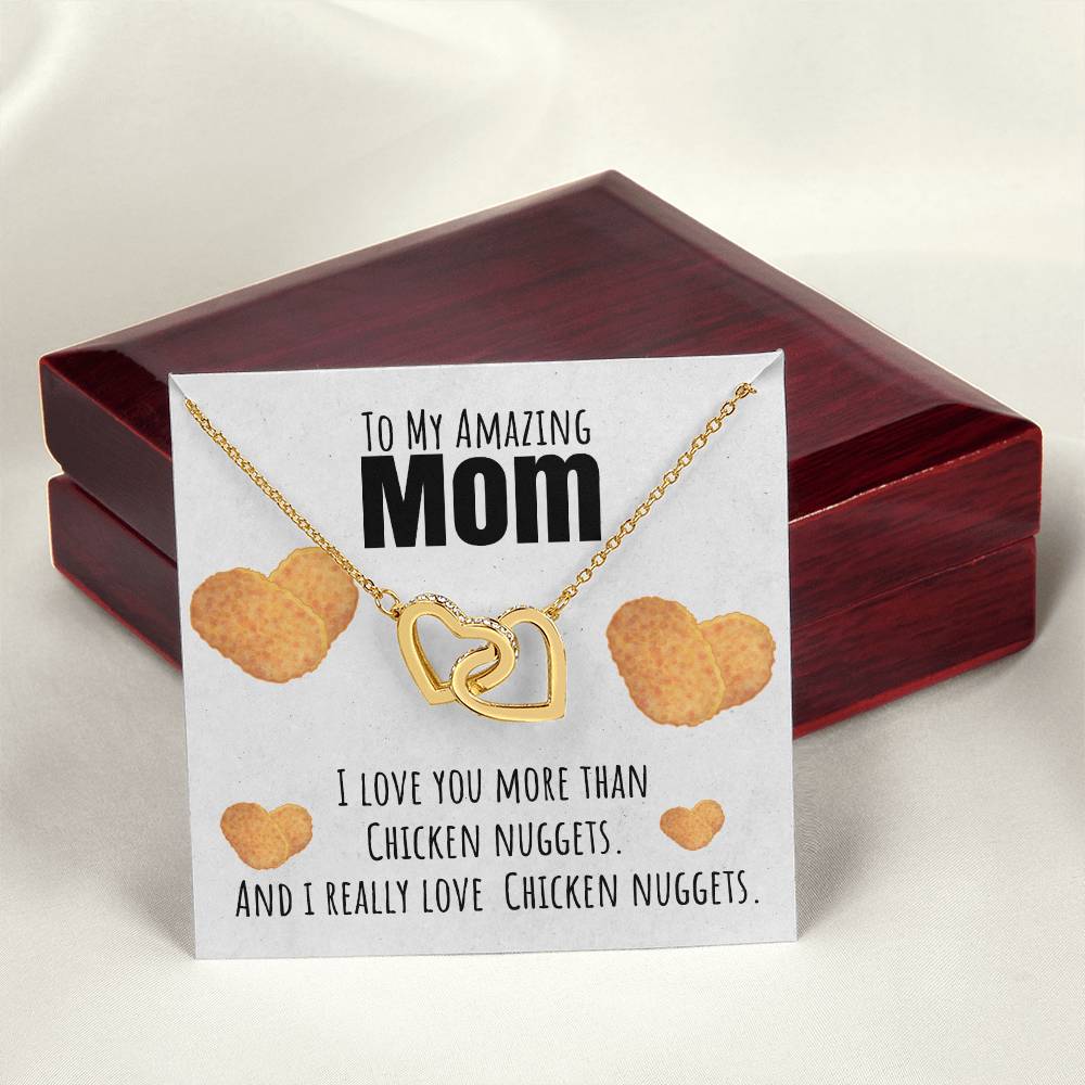 I Love You More Than Chicken Nuggets Interlocking Hearts Necklace