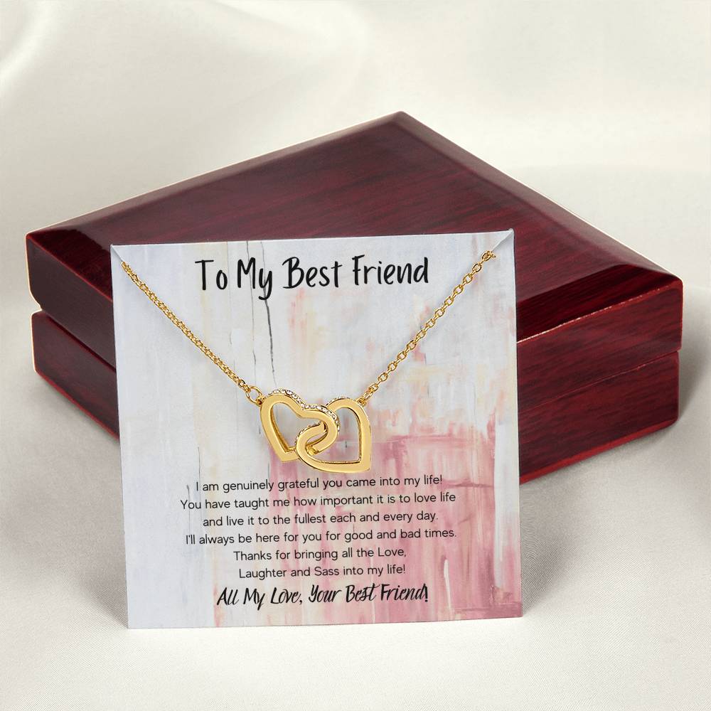 To My Best Friend Interlocking Hearts Necklace