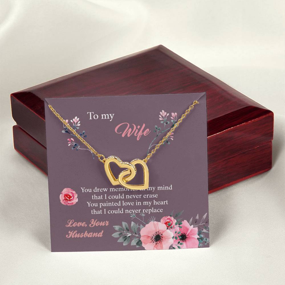 To My Wife - Memories Paint Heart - Necklace Interlocking Hearts Necklace