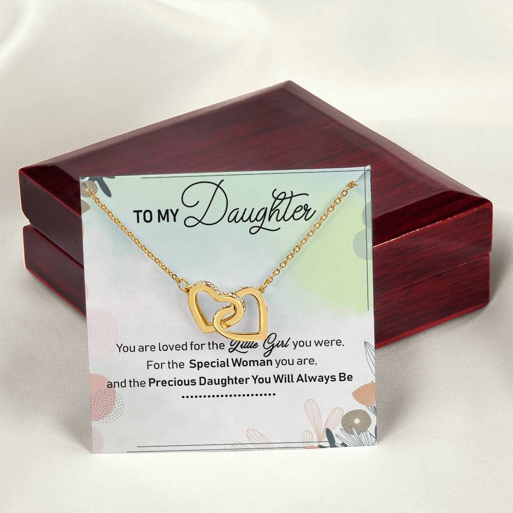 To My Daughter Interlocking Hearts Necklace Message Card