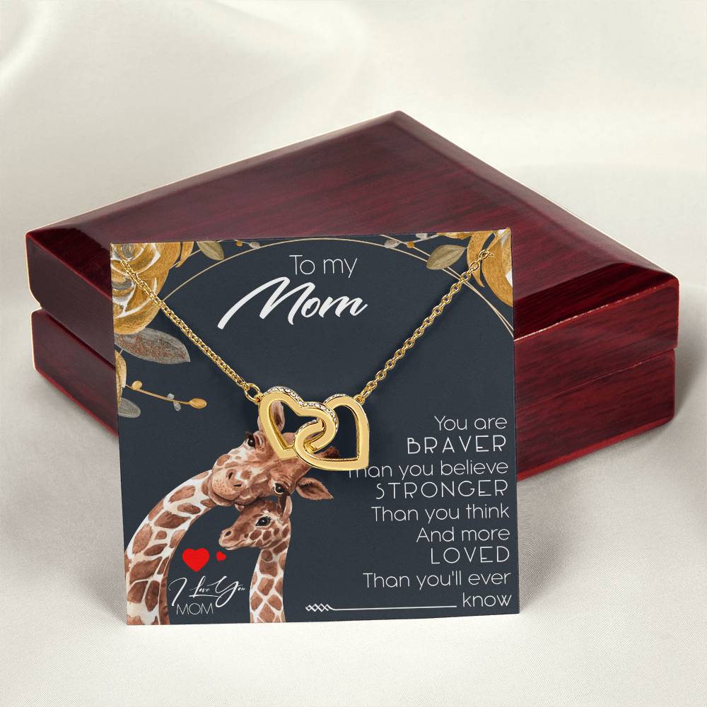 To My Mom Interlocking Hearts Necklace Message Card