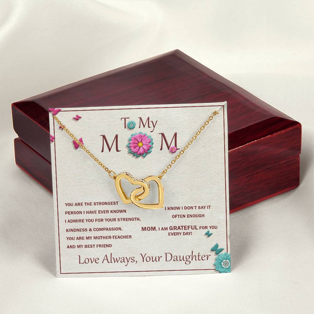 Interlocking Heart Necklace For Mother With Message Card Interlocking Hearts Necklace