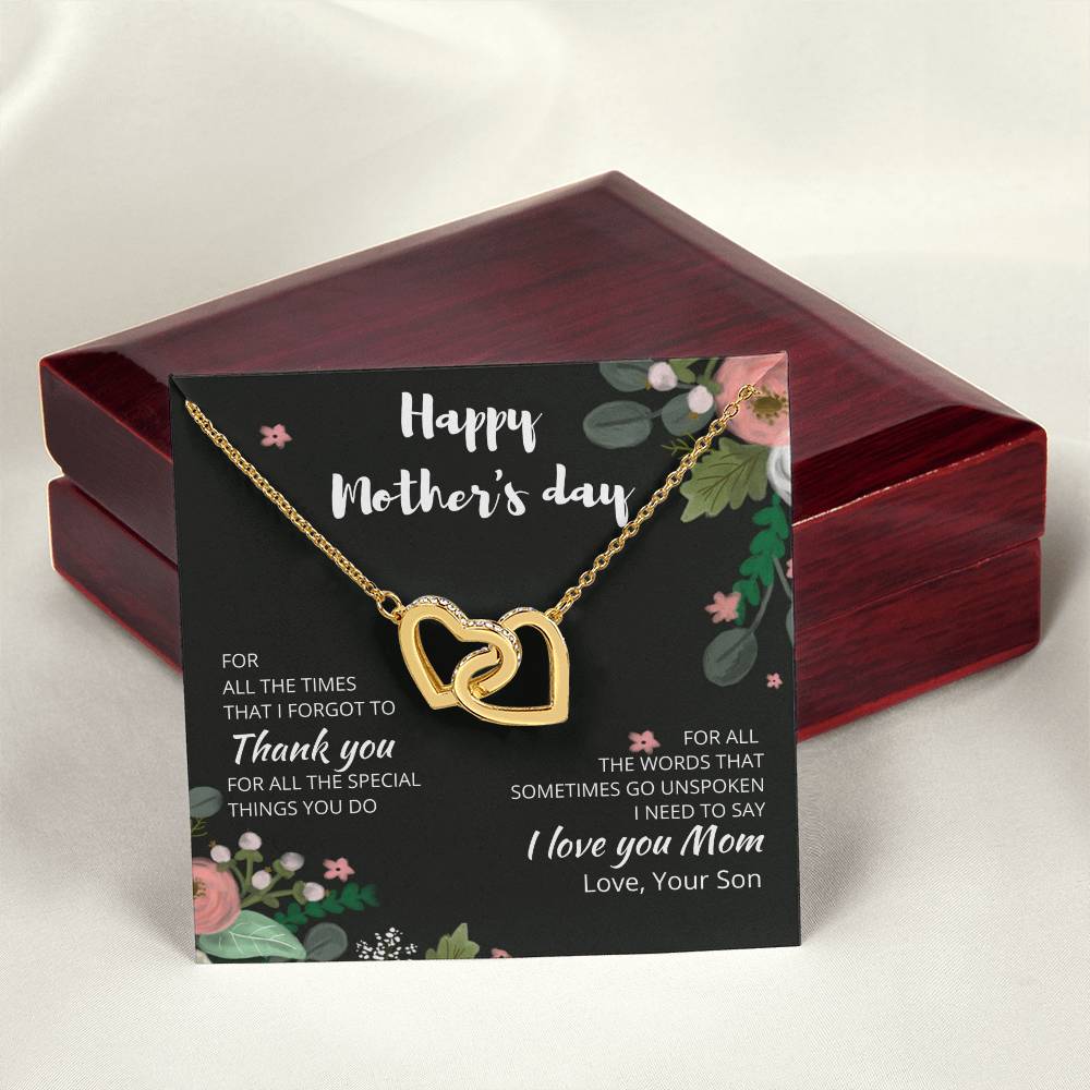 To My Mom - I Love You Forever - Necklace Interlocking Hearts Necklace