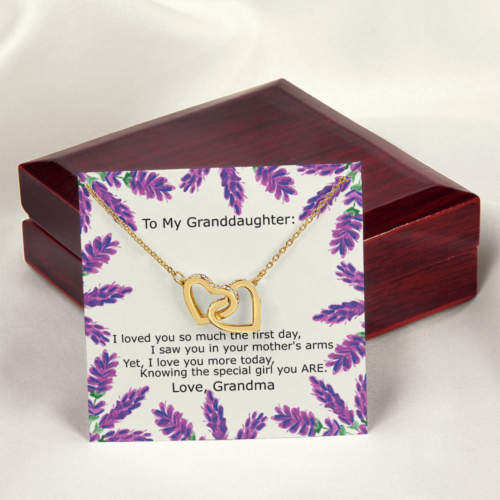 To My Granddaughter - Special Girl You Are Necklace Interlocking Hearts Necklace