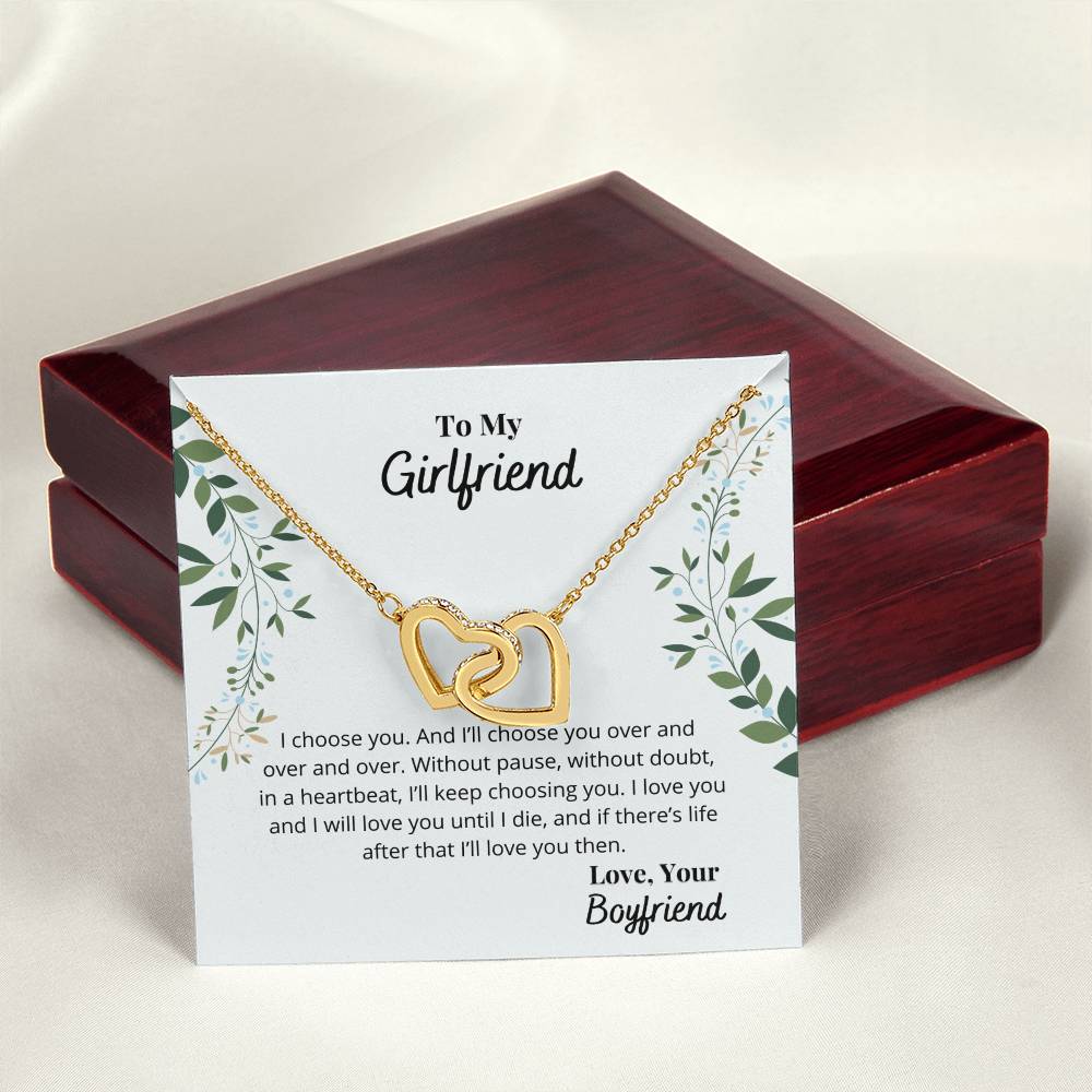 To My Girlfriend - I'Ll Always Love You Necklace Interlocking Hearts Necklace
