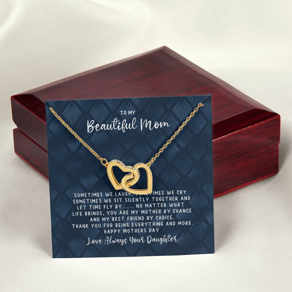 Mothers Day Best Friend - Interlocking Hearts Blue - Love Daughter Interlocking Hearts Necklace