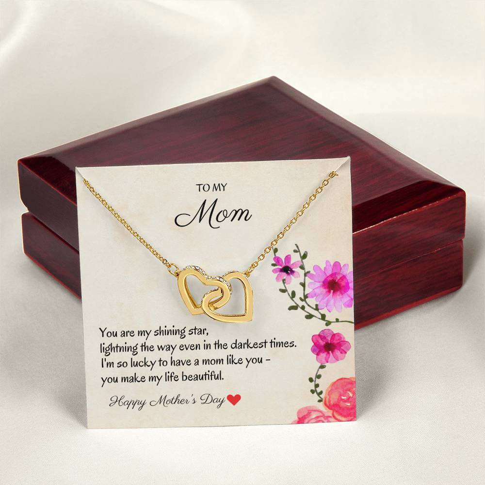 To My Mom - My Shining Star - Necklace Interlocking Hearts Necklace