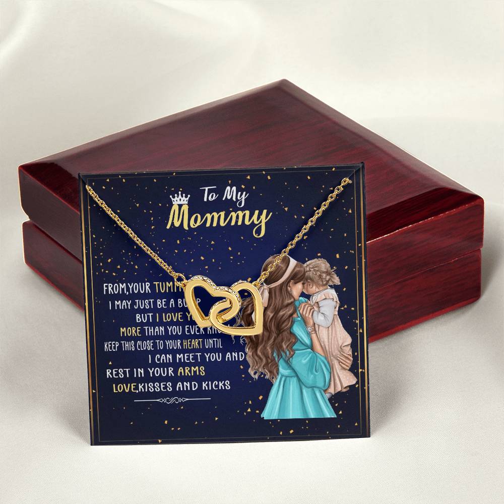 To My Mommy From Your Tummy Interlocking Hearts Necklace