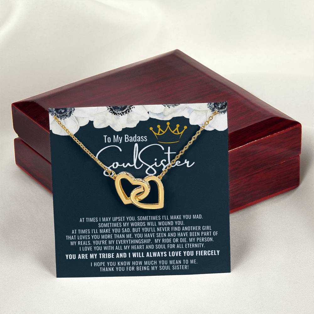 To My Badass Soul Sister Necklace Soul Sister Necklace Remember Whose Bestie You Are And Straighten Your Crown Interlocking Hearts Necklace