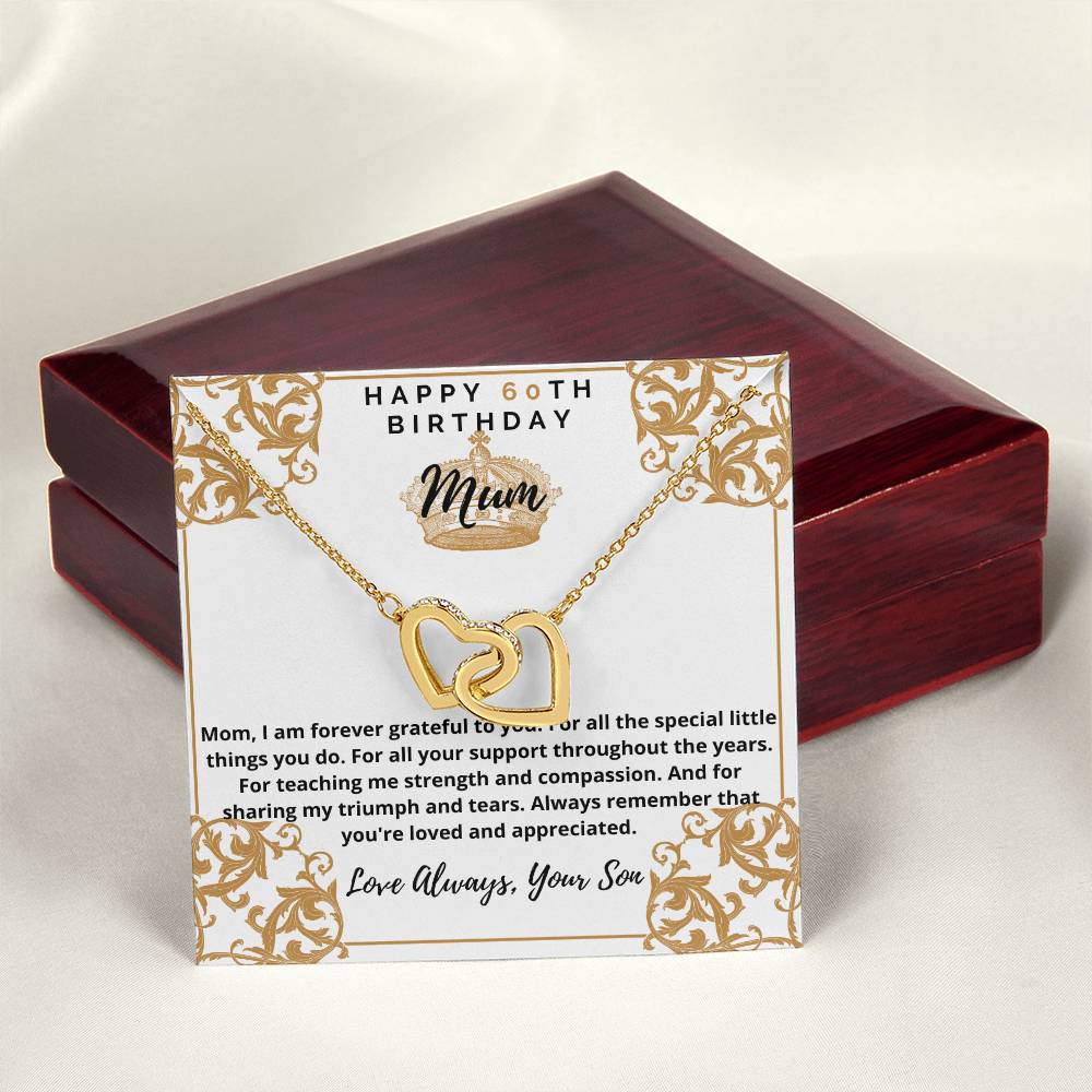 60Th Birthday Gift For Mum Interlocking Hearts Necklace
