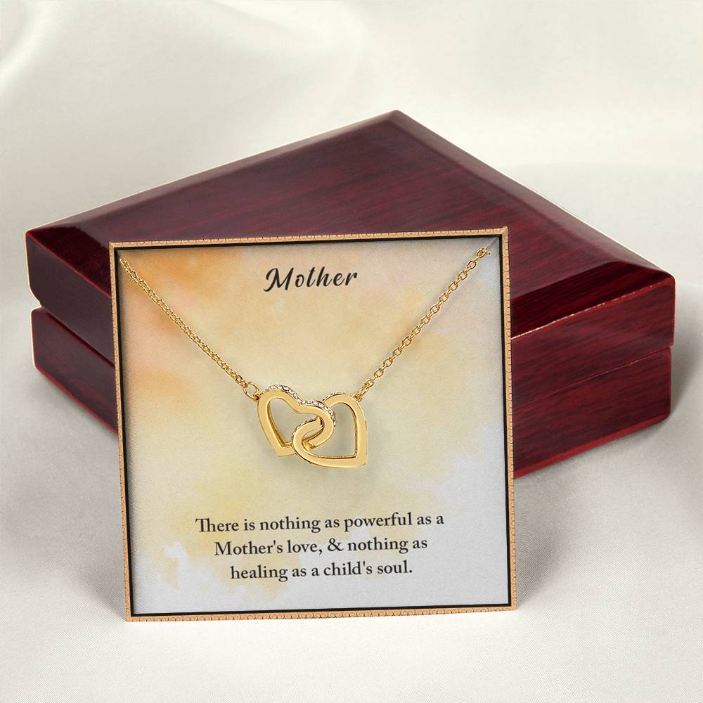 Mother There Is Nothing As Powerful As A Mother'S Love & Nothing As Healing As A Child'S Soul Interlocking Hearts Necklace