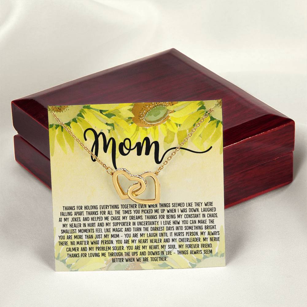 Mom - Things Always Seem Better When We Are Together Interlocking Hearts Necklace