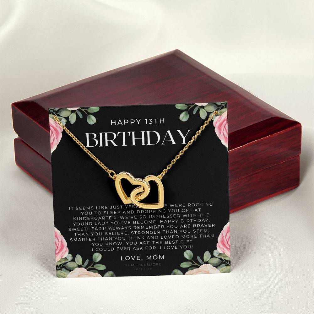 Gift For 13 Year Old Girl Gifts 13Th Birthday Girl 13Th Birthday Gift Thirteenth Birthday Necklace Teen Birthday Gift Official Teenager Interlocking Hearts Necklace