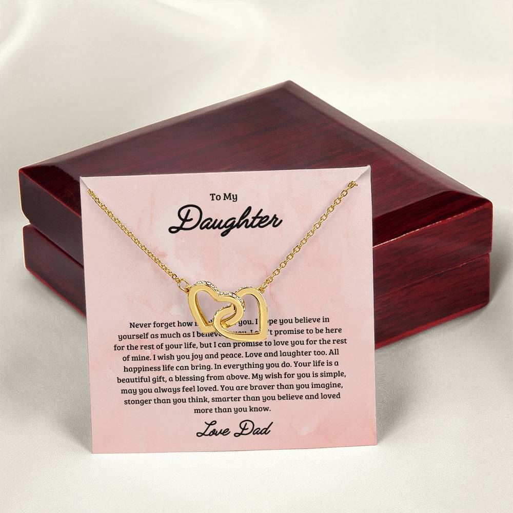 To My Daughter Joy & Peace From Dad Interlocked Hearts Necklace Interlocking Hearts Necklace