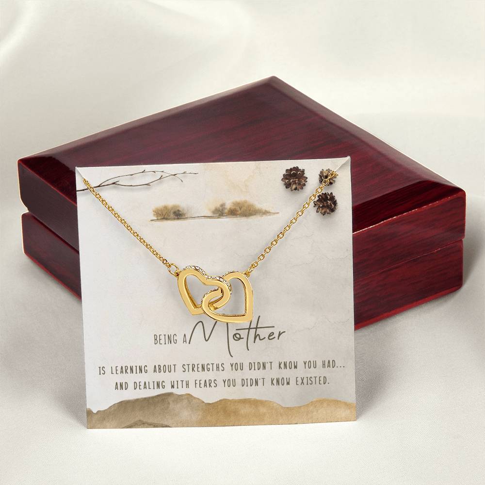 Being A Mother Interlocking Hearts Necklace Message Card