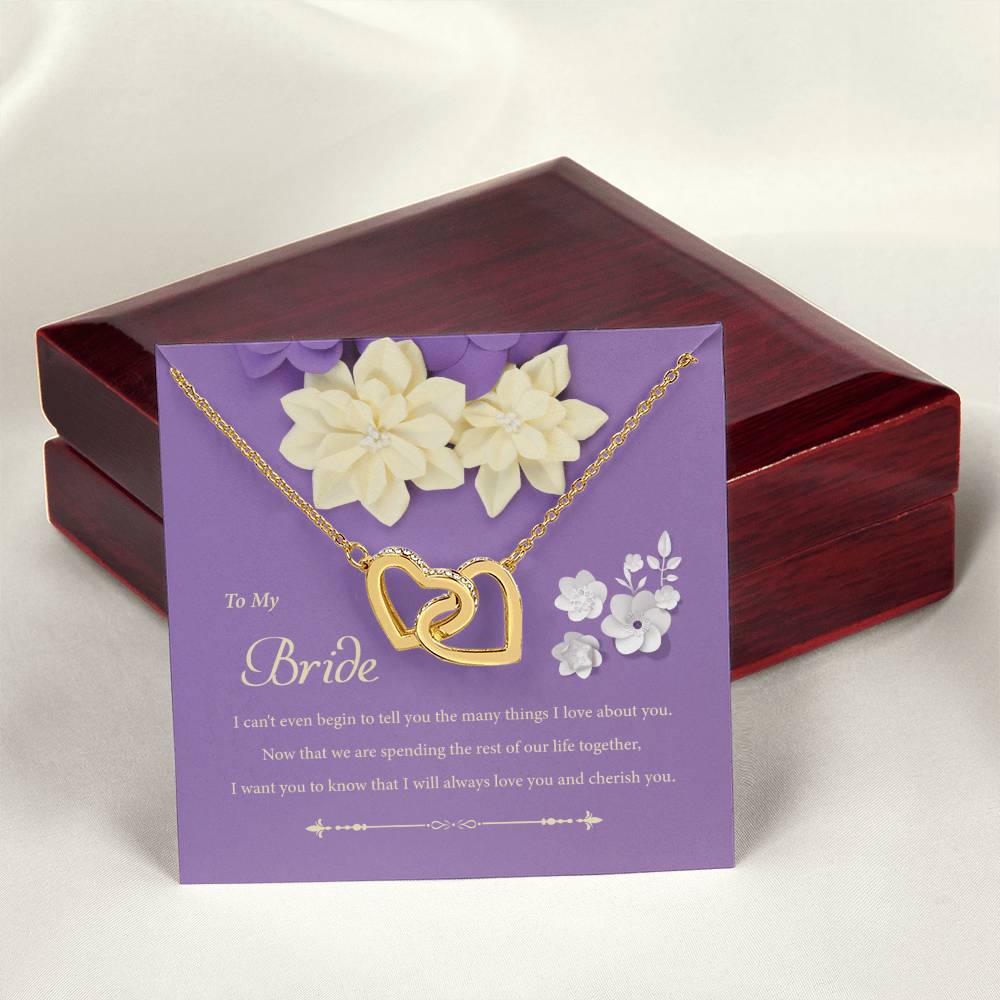 To My Bride - I Can'T Even Begin To Tell You Interlocking Hearts Necklace