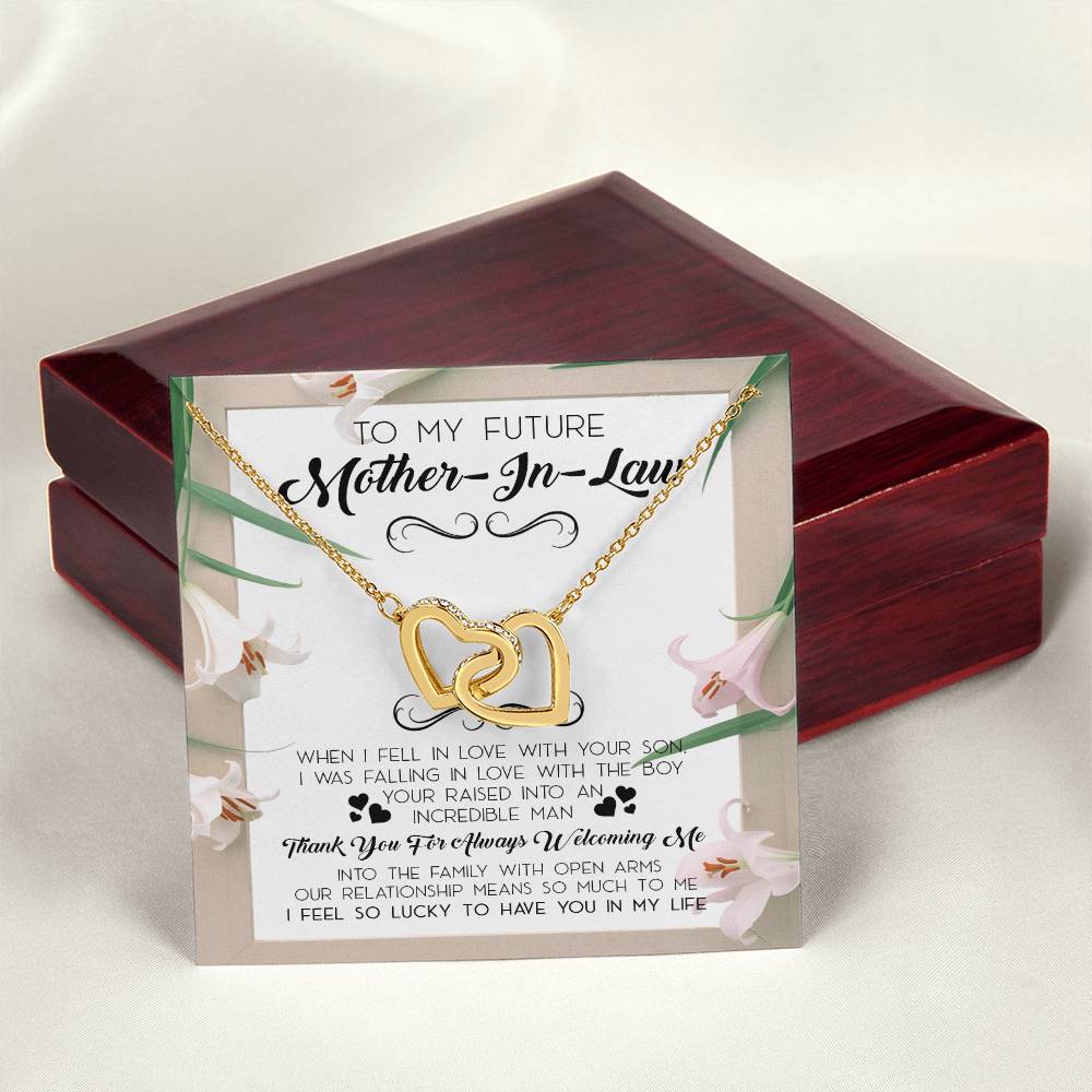 To My Future Mother In Law Mother In Law Necklace Mother In Law Wedding Gift Mother In Law Wedding Card Mother In Law Love Knot Necklace Interlocking Hearts Necklace