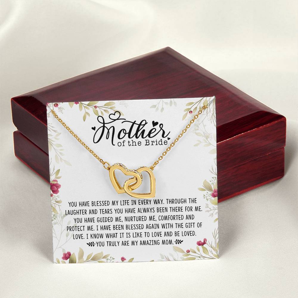 Mother Of The Bride Interlocking Hearts Necklace Message Card