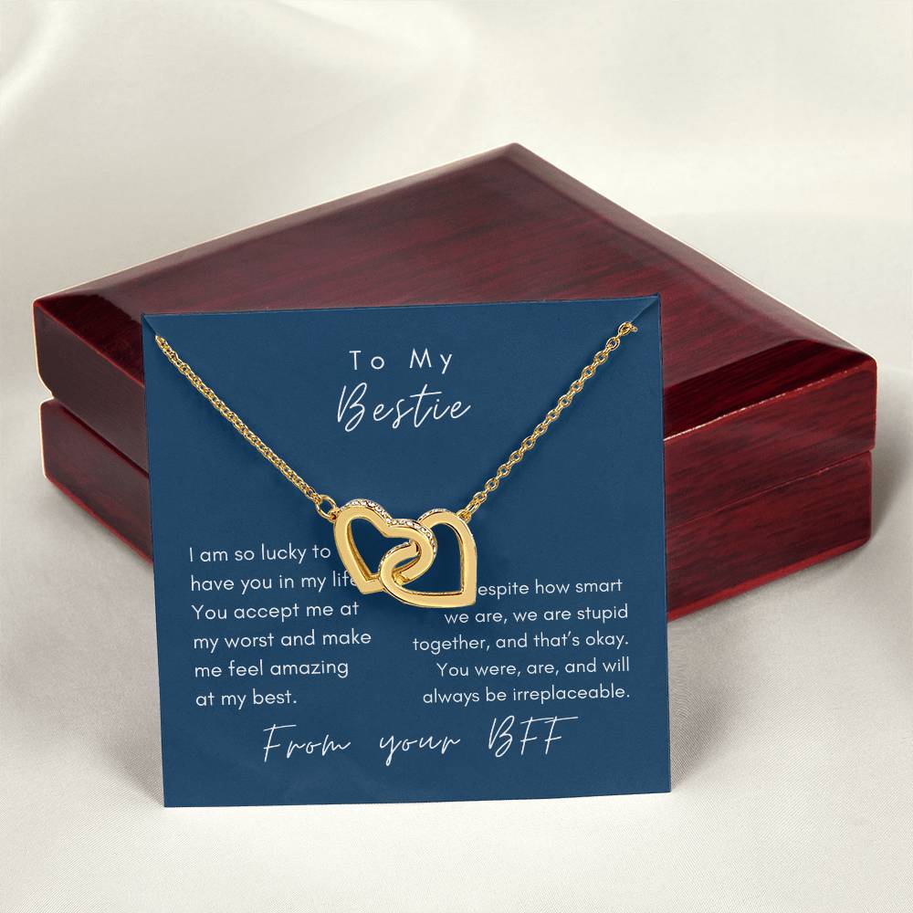 Lucky To Have Friend Necklace Interlocking Hearts Necklace