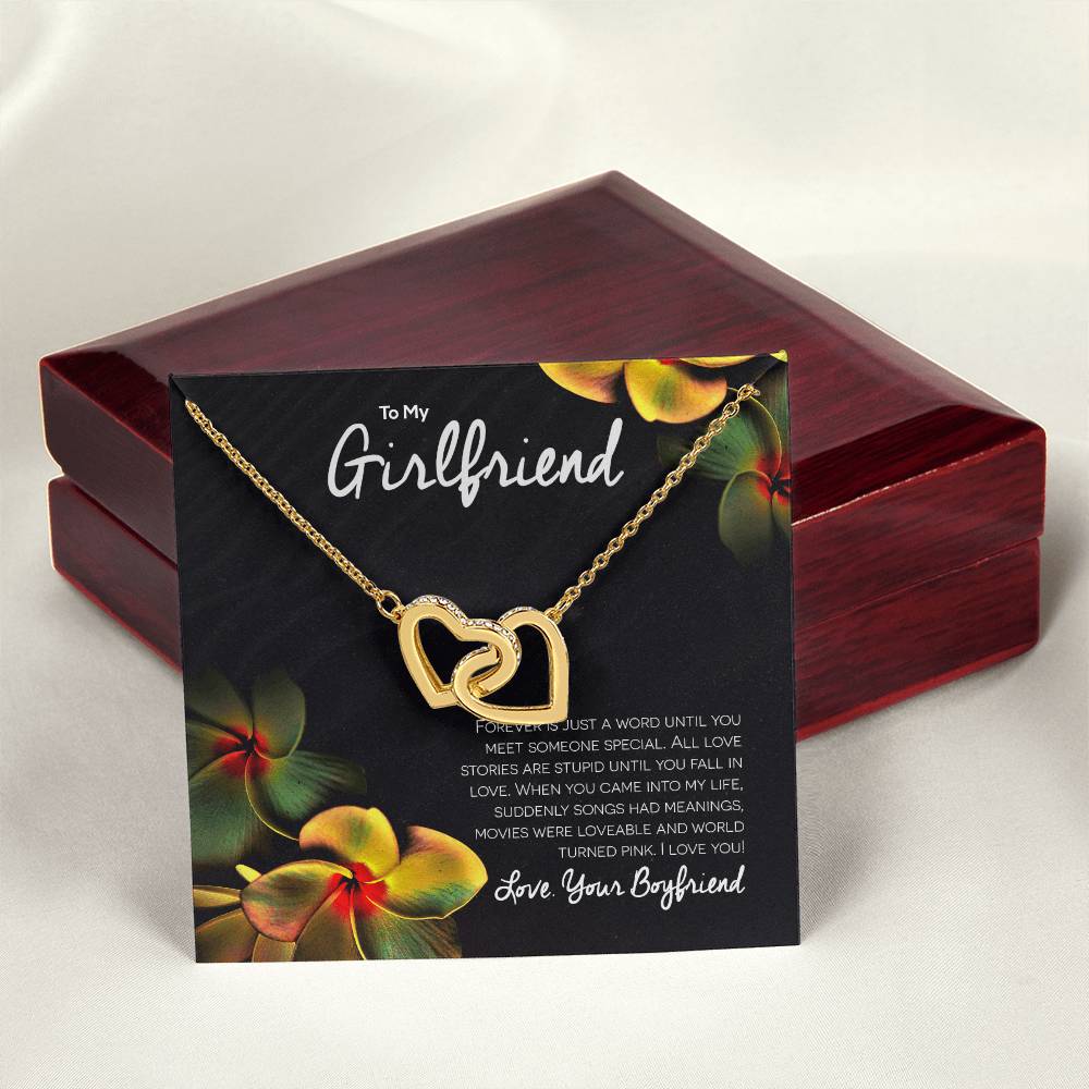 Girlfriend Interlocking Hearts Romantic Necklace Gift For Valentine'S Day Interlocking Hearts Necklace