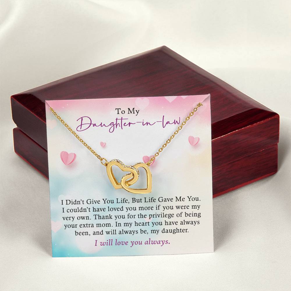 To My Daughter-In-Law - I Will Love You Always - Necklace Interlocking Hearts Necklace